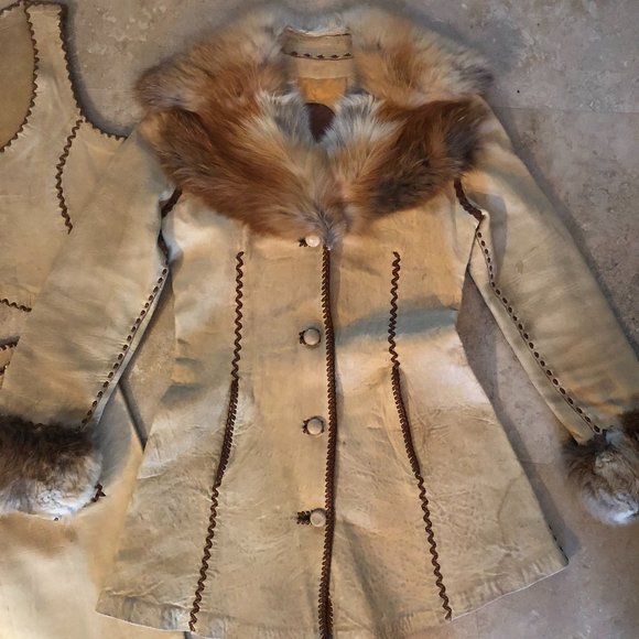 North Beach Leather Jacket, Vest, Pants 3 Piece Matching Set 70s Vintage Hippie - Picture 3 of 10